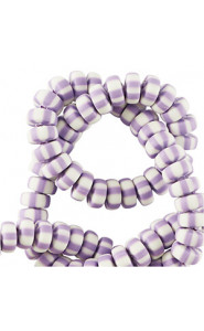 Polymer beads rondelle 7mm - White-soft purple